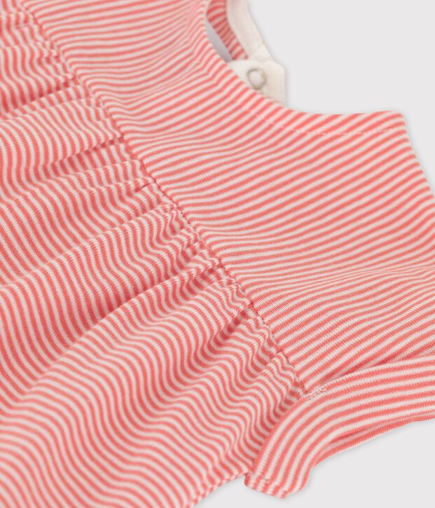 Blusa de manga corta de algod&oacute;n ecol&oacute;gico para beb&eacute; rosa/blanco