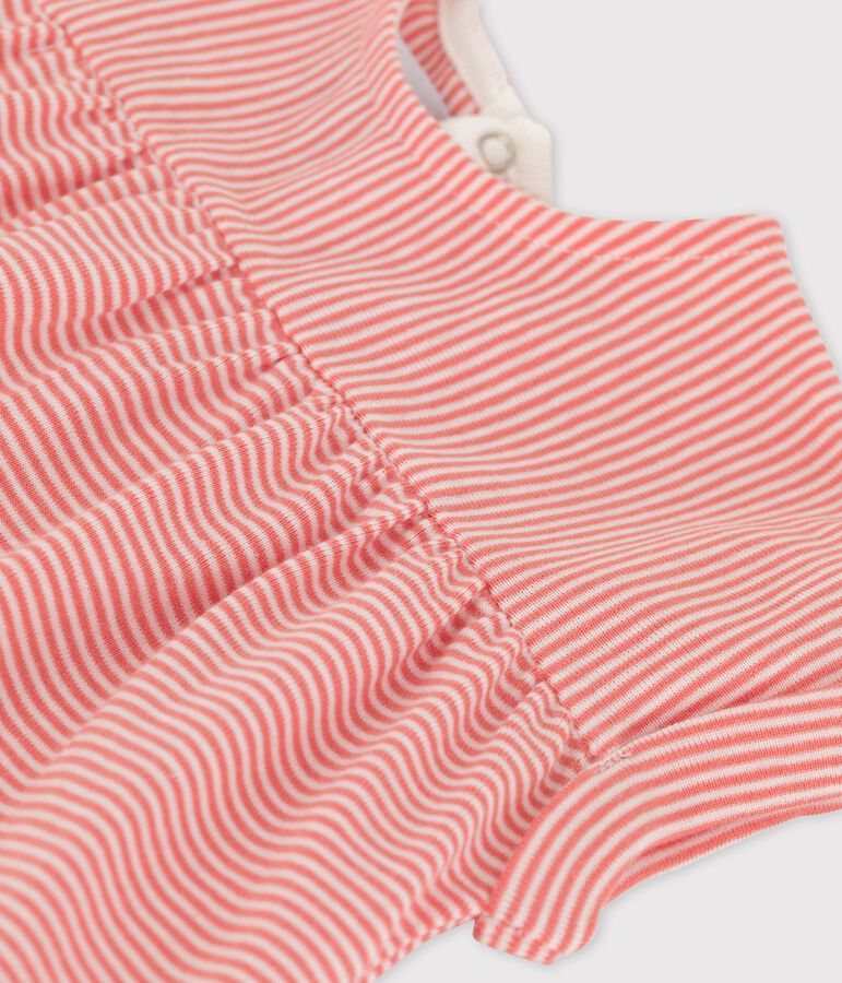 Blusa de manga corta de algod&oacute;n ecol&oacute;gico para beb&eacute; rosa/blanco