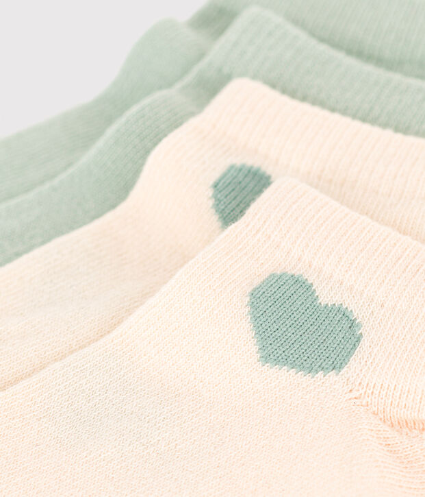 2 pares de calcetines infantiles de algod&oacute;n con corazones multicolor