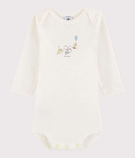 Bodi de manga larga de bebé niña/niño blanco LAIT/amarillo CITRUS