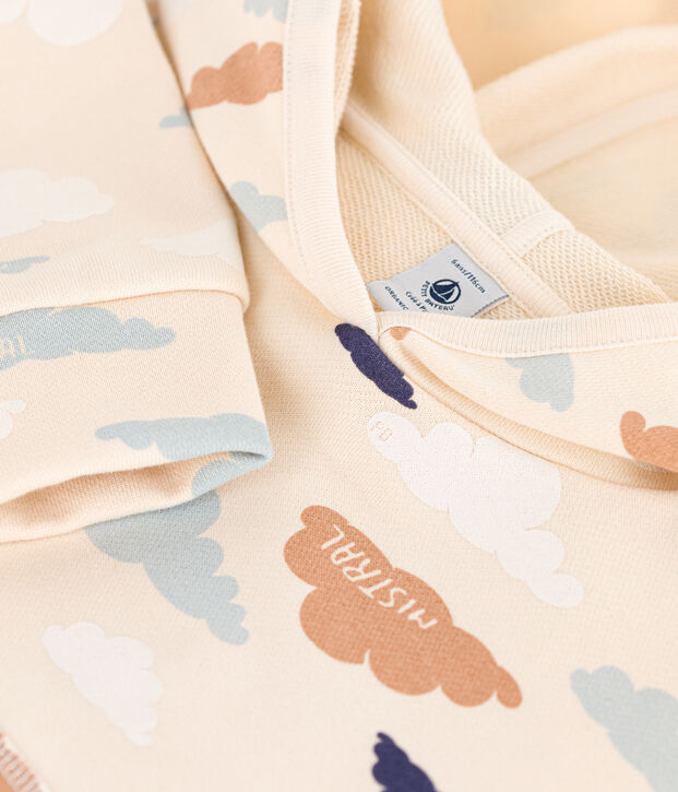 Sudadera de mulet&oacute;n afelpado con capucha para ni&ntilde;o/ni&ntilde;a crudo/multicolor