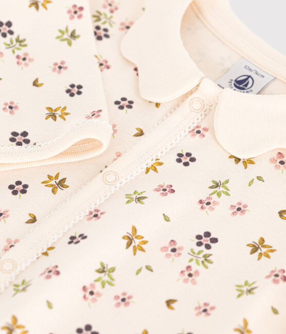 Pijama sin pies de algodón con estampado de flores para bebé blanco AVALANCHE/ MULTICO