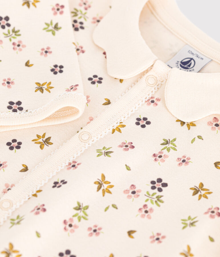 Pijama sin pies de algod&oacute;n con estampado de flores para beb&eacute; blanco AVALANCHE/ MULTICO