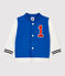 Chaqueta de béisbol de muletón de bebé. azul RUISSEAU/blanco MARSHMALLOW