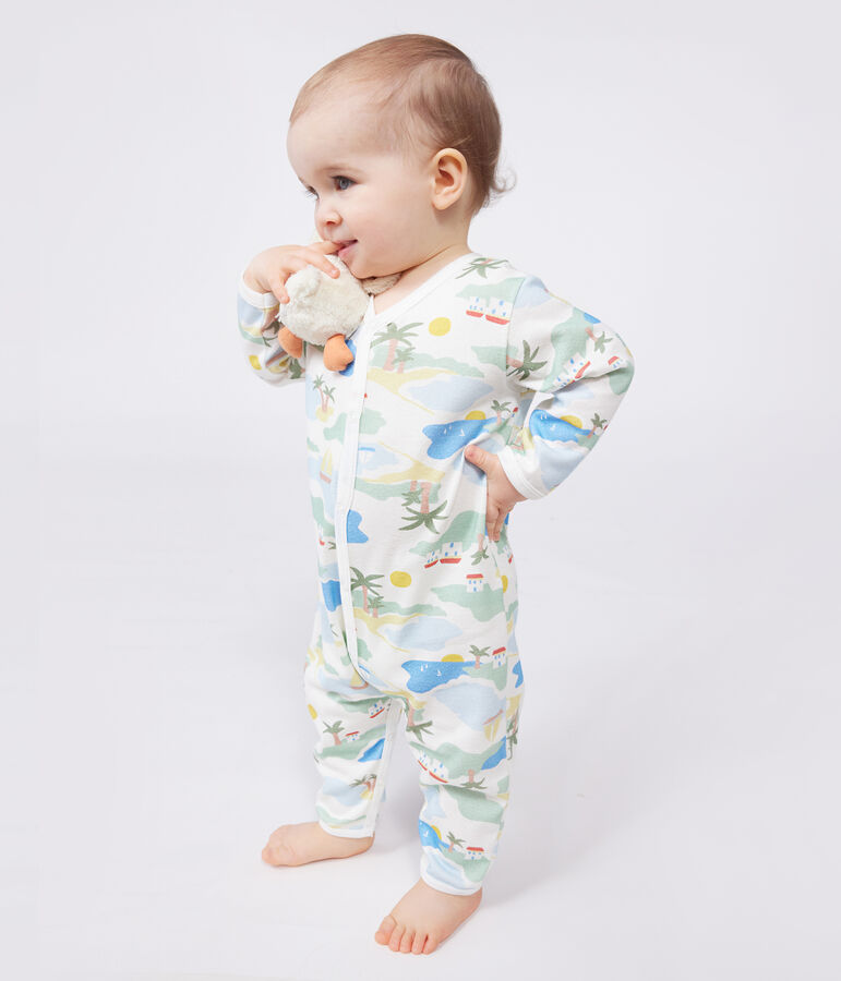 Pijama sin pies de algod&oacute;n estampado para beb&eacute; blanco/multicolor