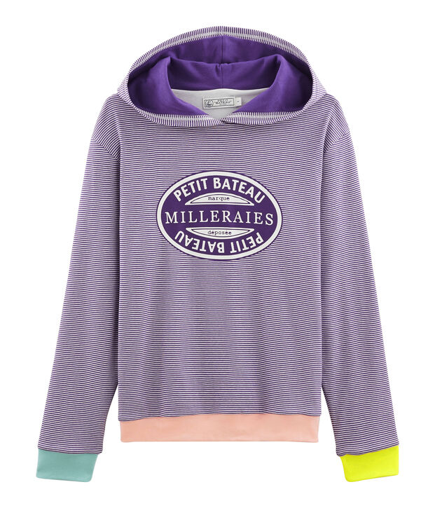 Sudadera con capucha para mujer violeta/blanco
