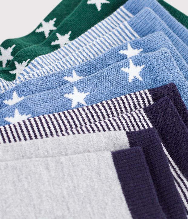 5 pares de calcetines infantiles de algod&oacute;n con estampado de estrellas y rayas multicolor