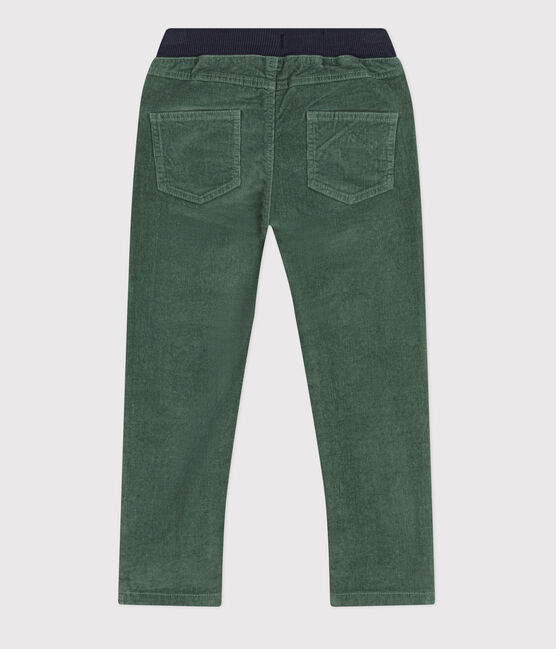 Pantalón recto de terciopelo medio de niña / niño verde VALLEE