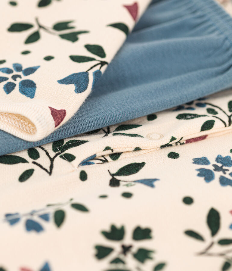 Camis&oacute;n y leggings de felpa y algod&oacute;n con flor para ni&ntilde;a crudo/multicolor