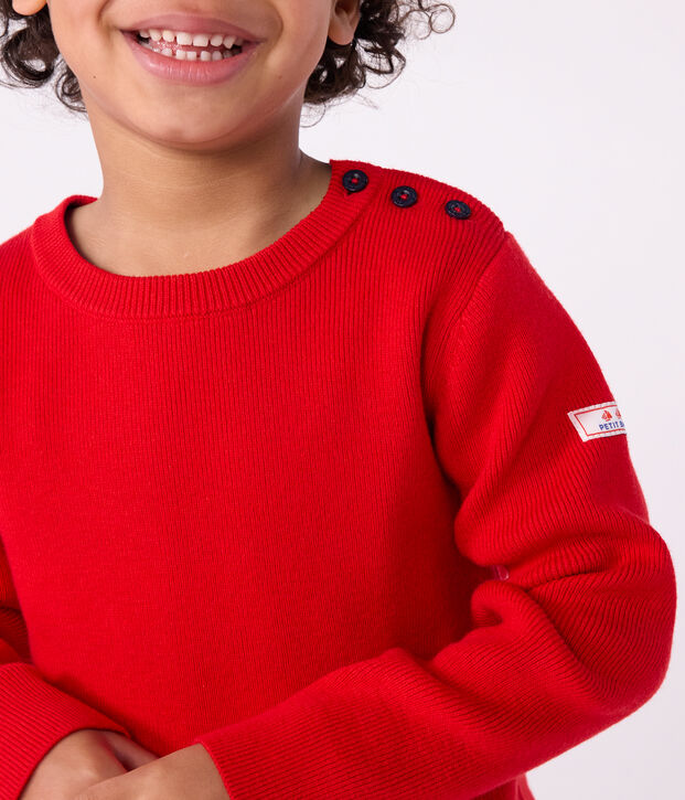 Jersey infantil liso de lana y algod&oacute;n rojo