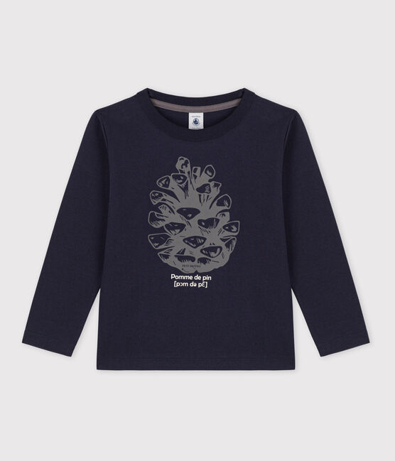Camiseta de algodón de manga larga de niño azul SMOKING