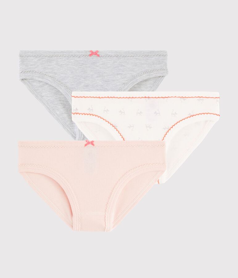 Juego de 3 braguitas con estampado de gato de ni&ntilde;a peque&ntilde;a multicolor