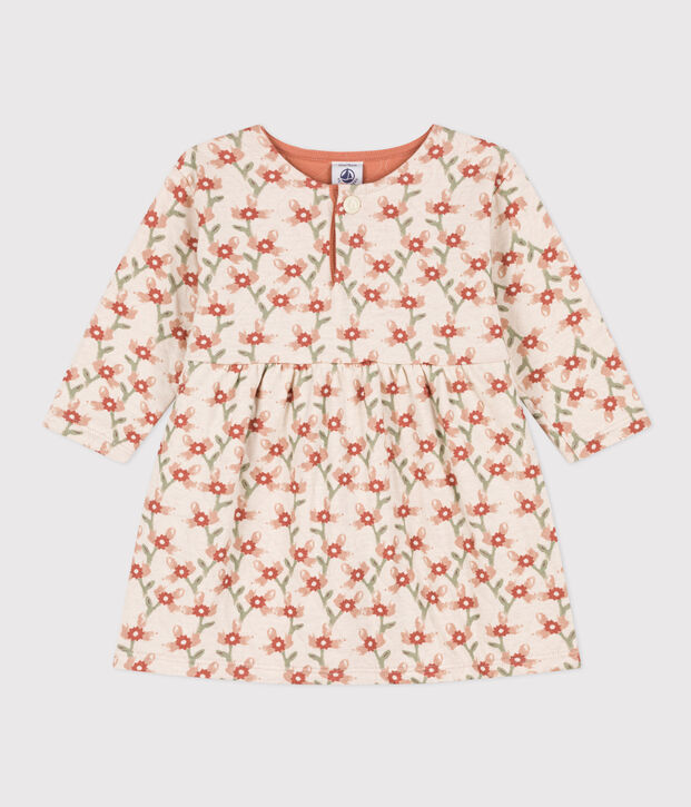 Vestido de manga larga de t&uacute;bico acolchado estampado para beb&eacute; crudo/multicolor