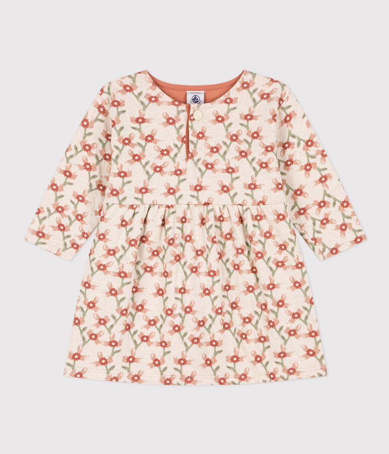 Vestido de manga larga de t&uacute;bico acolchado estampado para beb&eacute; crudo/multicolor