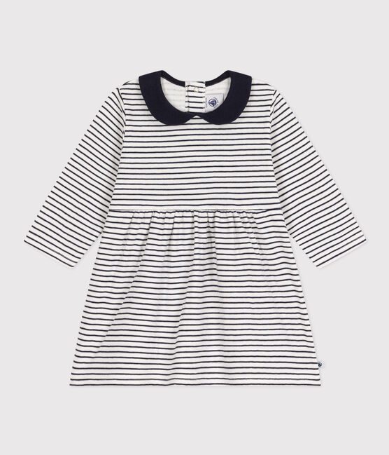 Vestido de manga larga de túbico de bebé blanco MARSHMALLOW/azul SMOKING