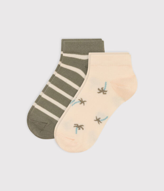 Juego de 2 pares de calcetines de punto de algod&oacute;n con palmeras para ni&ntilde;os multicolor