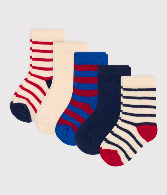 Juego de 5 pares de calcetines de punto de algodón con rayas para bebé variante 1