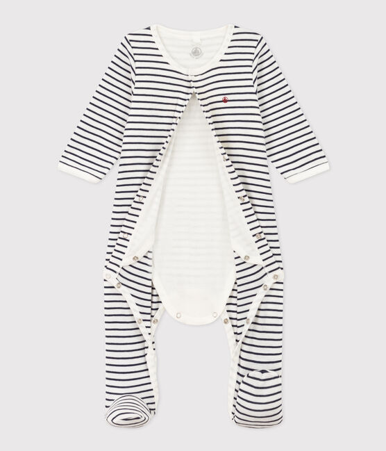 Bodyjama de algodón a rayas blanco MARSHMALLOW/azul SMOKING