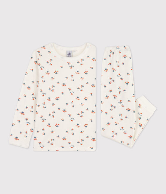 Pijama de túbico con flor para niña blanco MARSHMALLOW/blanco MULTICO