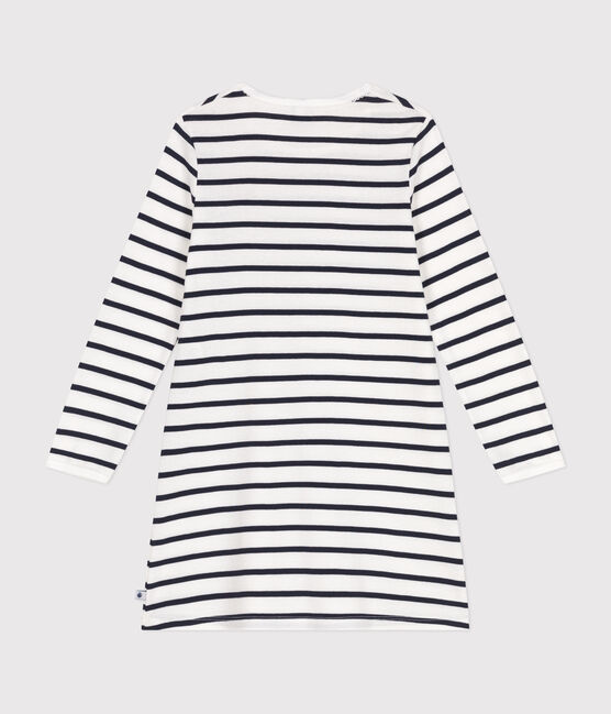 Camisón infantil de algodón a rayas blanco MARSHMALLOW/azul SMOKING