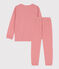 Pijama de algodón a rayas para niño/niña naranja OURSIN/blanco MARSHMALLOW