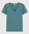 Camiseta L'ICONIQUE con cuello de pico de algodón de mujer verde BRUT