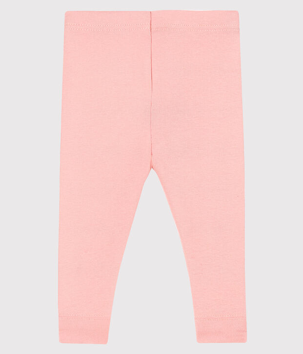 Legging de punto 1 x 1 liso para beb&eacute; ni&ntilde;a. rosa