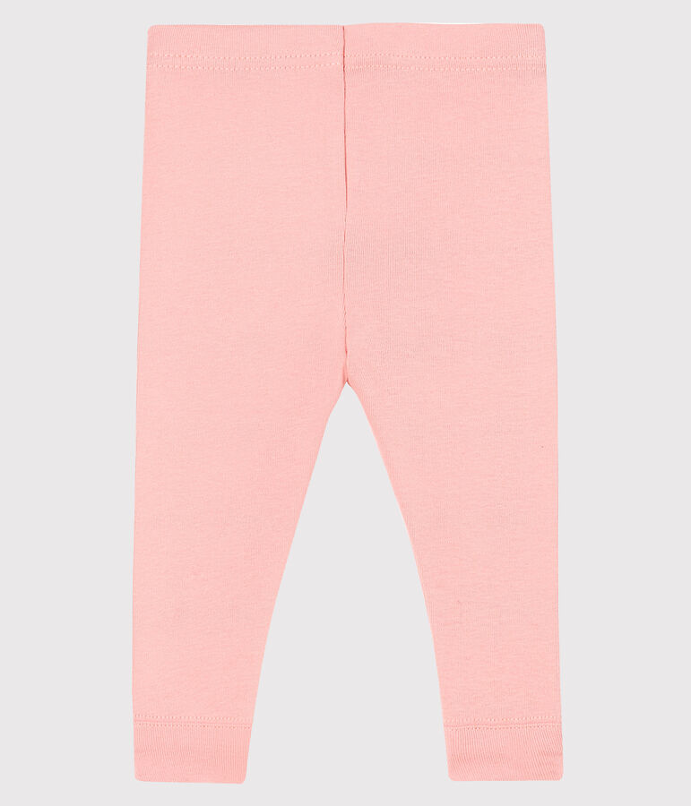 Legging de punto 1 x 1 liso para beb&eacute; ni&ntilde;a. rosa CHEEK
