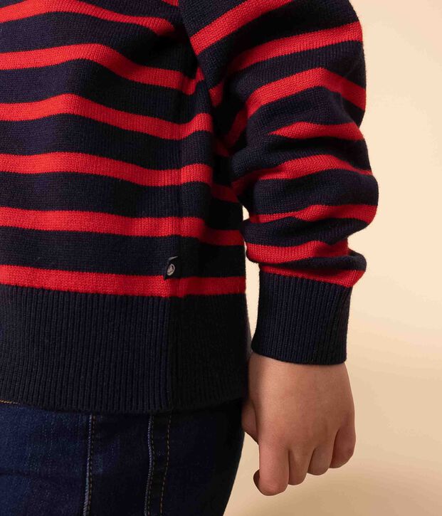 Jersey marinero de lana y algod&oacute;n de ni&ntilde;a/ni&ntilde;o azul/rojo