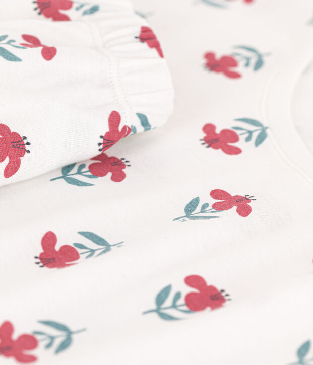 Pijama corto de algod&oacute;n con flores para mujer blanco/multicolor