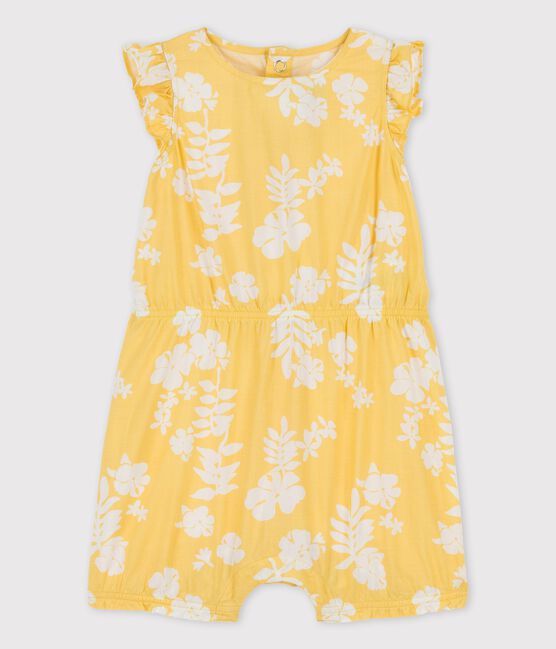 Mono para bebé con estampado hawaiano de popelina amarillo ORGE/blanco MARSHMALLOW