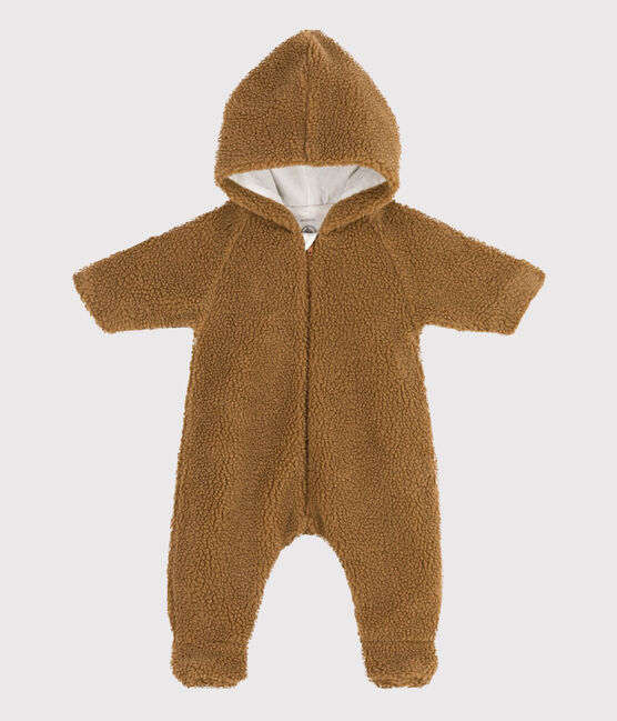 Mono buzo con capucha de bebé de sherpa marron BRINDILLE