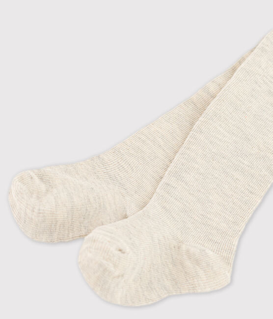 Leotardos lisos de algodón para bebé beige MONTELIMAR CHINE