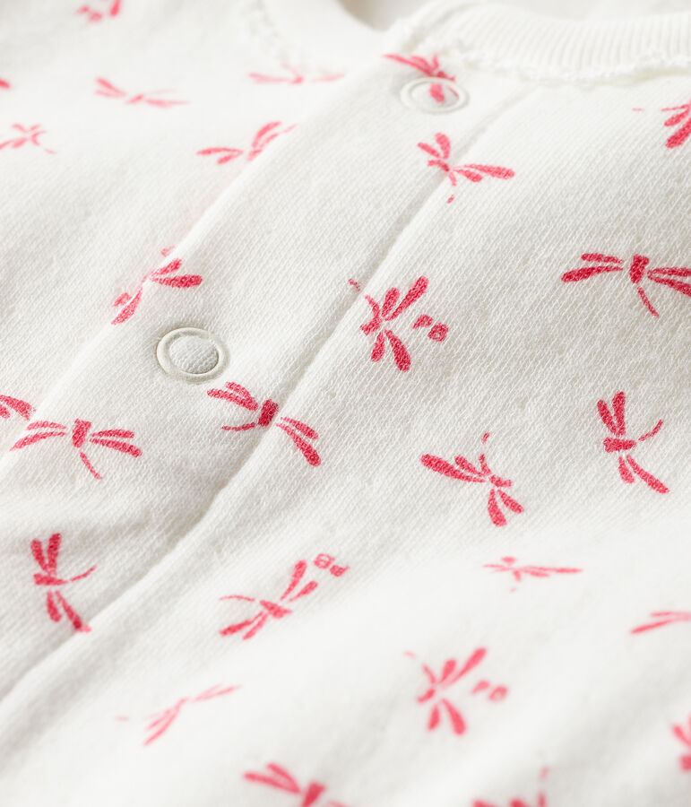 Bodyjama de tela t&uacute;bica para beb&eacute; de ni&ntilde;a blanco MARSHMALLOW/rosa GROSEILLER