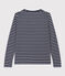 Camiseta LA RECTA de algodón con cuello de pico para mujer azul SMOKING/blanco MARSHMALLOW