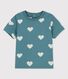 Camiseta de manga corta con estampado de corazones de algodón de bebé
