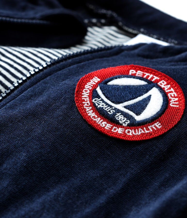 C&aacute;rdigan de tela t&uacute;bica con cremallera para beb&eacute; ni&ntilde;o azul/blanco