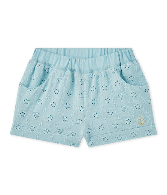 Short bebé de niña con bordado inglés azul MIMI