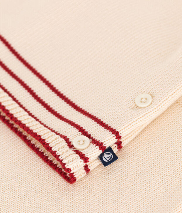 Conjunto de dos piezas de punto tricotado de algod&oacute;n jacquard para beb&eacute; crudo/rojo