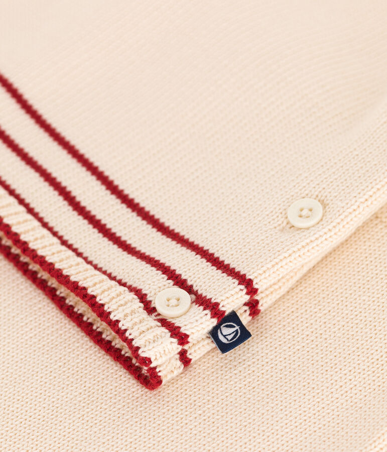 Conjunto de dos piezas de punto tricotado de algod&oacute;n jacquard para beb&eacute; crudo/rojo