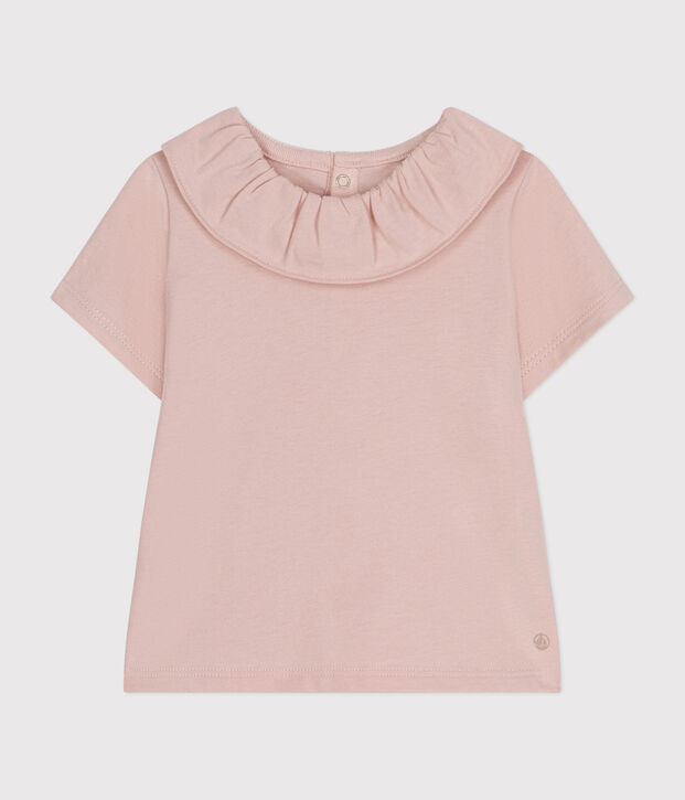 Blusa de manga corta de punto para beb&eacute; rosa