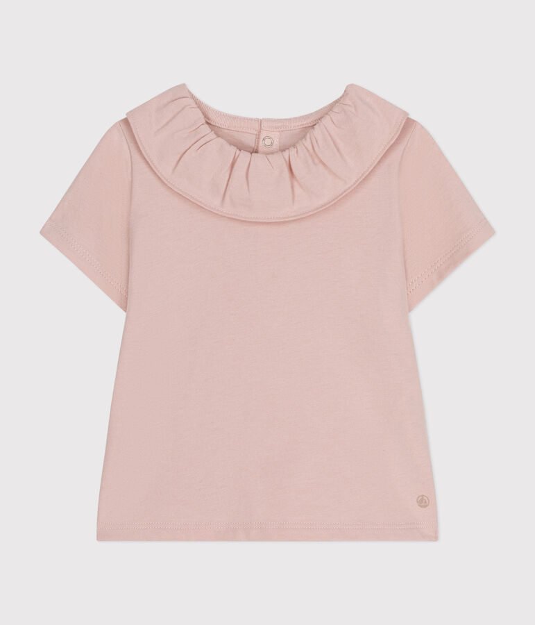 Blusa de manga corta de punto para beb&eacute; rosa