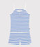 Pijama corto de algodón de tirantes a rayas para mujer blanco MARSHMALLOW/azul PERSE