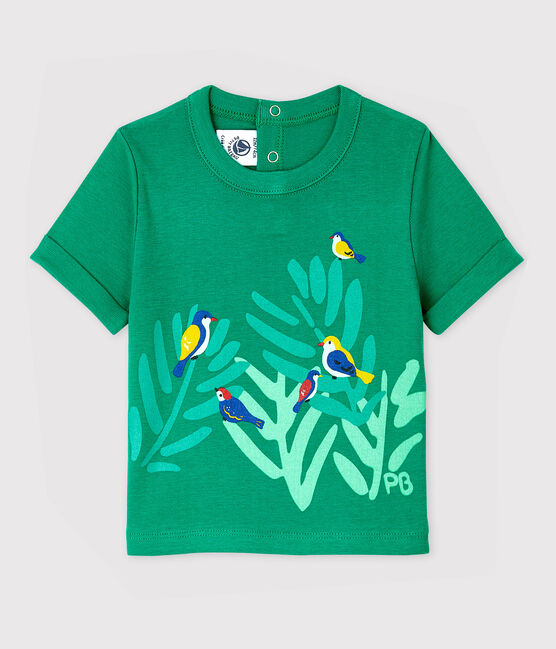 Camiseta de manga corta de algodón de bebé niño verde GAZON