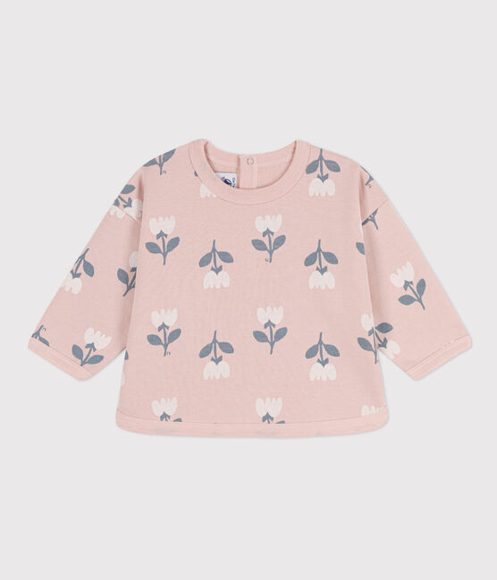 Sudadera de muletón con estampado de flores para bebé rosa SALINE/blanco MULTICO