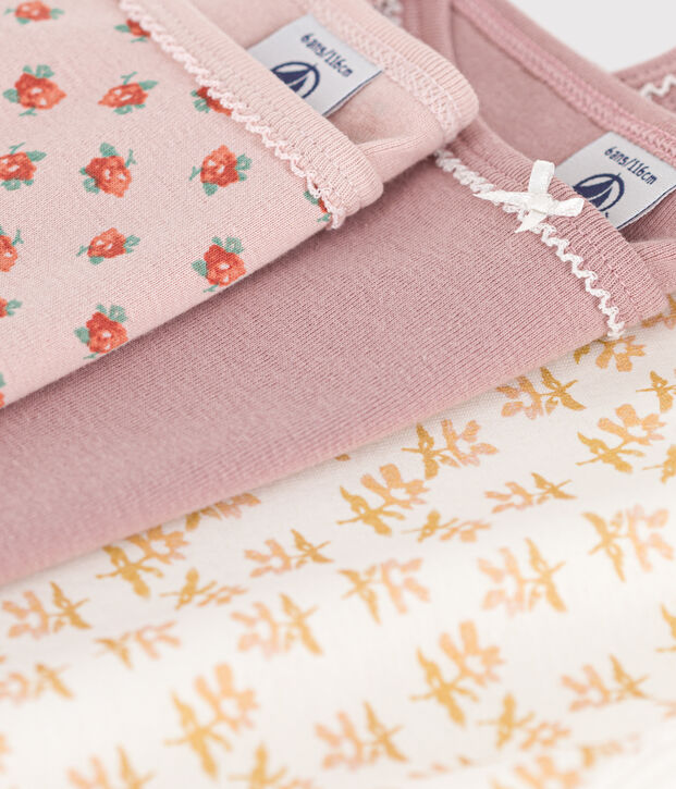 Juego de 3 camisetas de tirantes de algod&oacute;n con flor para ni&ntilde;a multicolor