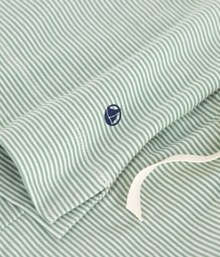Pijama corto de algod&oacute;n a rayas para mujer verde/blanco