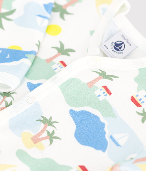 Pijama sin pies de algod&oacute;n estampado para beb&eacute; blanco/multicolor