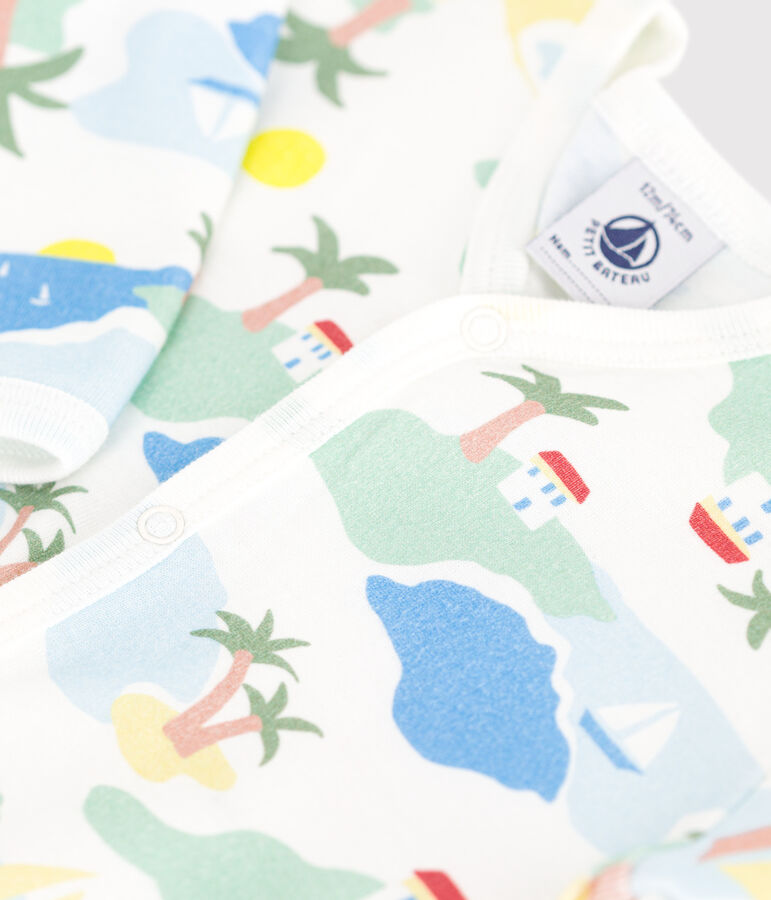 Pijama sin pies de algod&oacute;n estampado para beb&eacute; blanco/multicolor