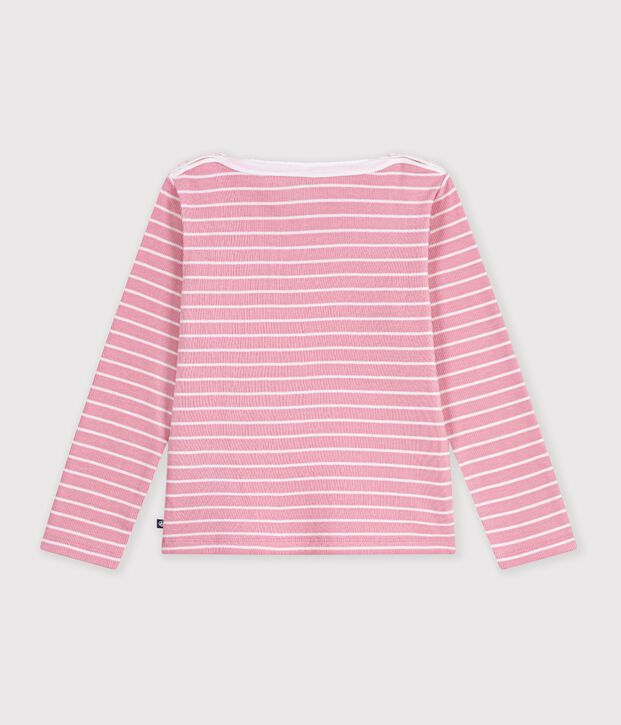 Marinera infantil de algod&oacute;n rosa/blanco